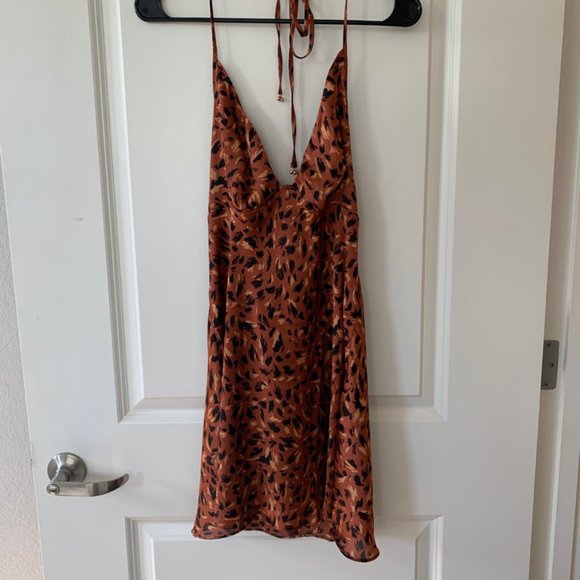 NWT Free People Halter Animal Print Slip Dress - Picture 9 of 13